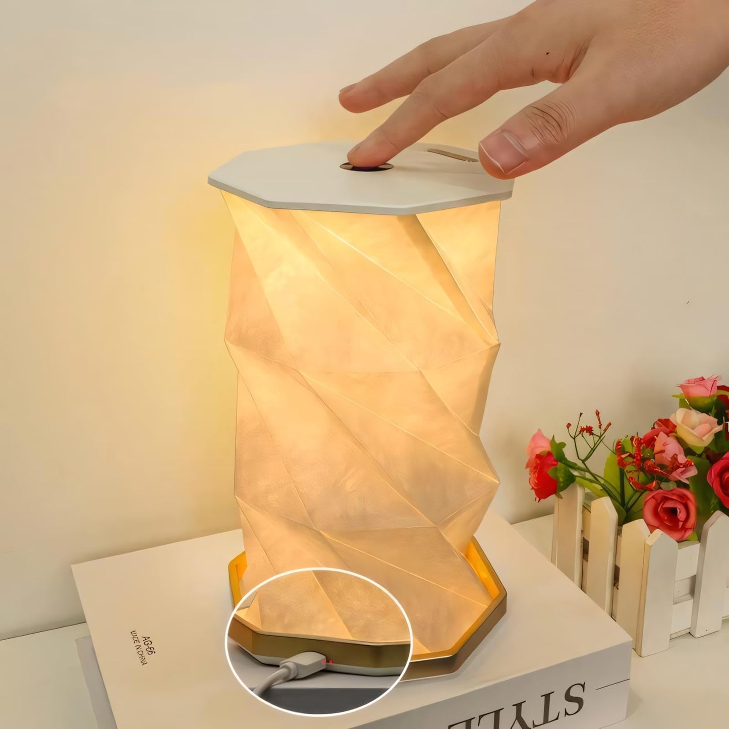 One94Store acrylic Romantic Ocean Wave Night Light Projector Lamp, 3D Water Wave Effect, LED Projection Lamp for Bedroom Decor, Remote Control (Cube Shape)