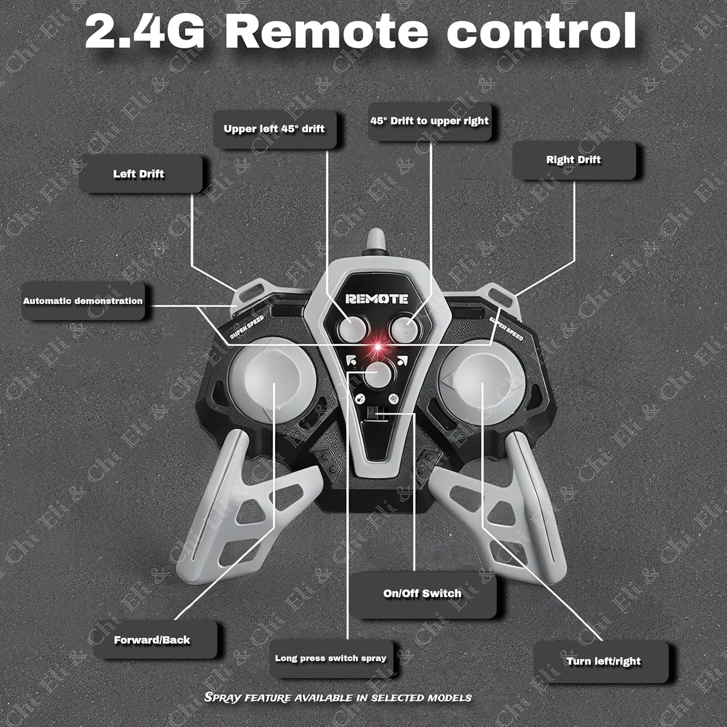 Eli & Chi 4WD Double-Sided RC Stunt Car for Kids: 360° Drift, Remote Control Racing, Rechargeable, Watch Gesture Control, Smoke & Mist Effect (Red)
