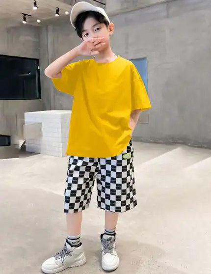Boys Printed Pure Cotton T Shirt (Yellow, Pack of 1)