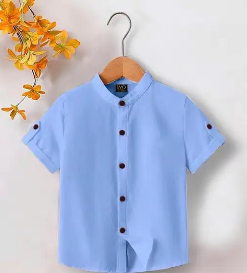 Boys Solid Casual Light Blue Shirt