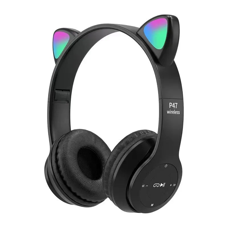 P47M cat ear luminous headset bluetooth headset cartoon student children wireless headset