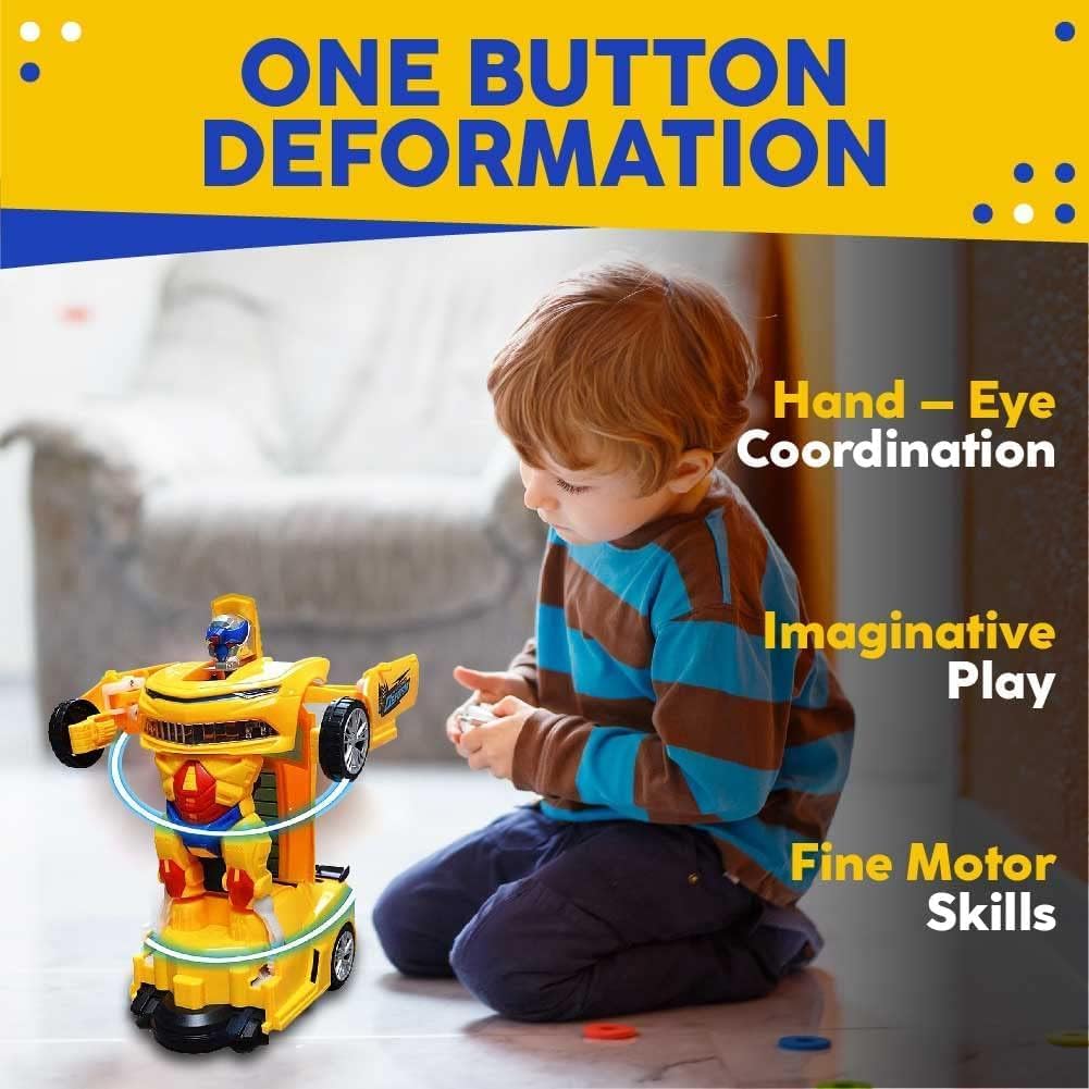 TEC TAVAKKAL Plastic Battery Operated Converting Car to Robot, Robot to Car Automatically, Robot Toy, with Light and Sound for Kids Indoor and Outdoor 3 Year, Pack of 1 (Blue)