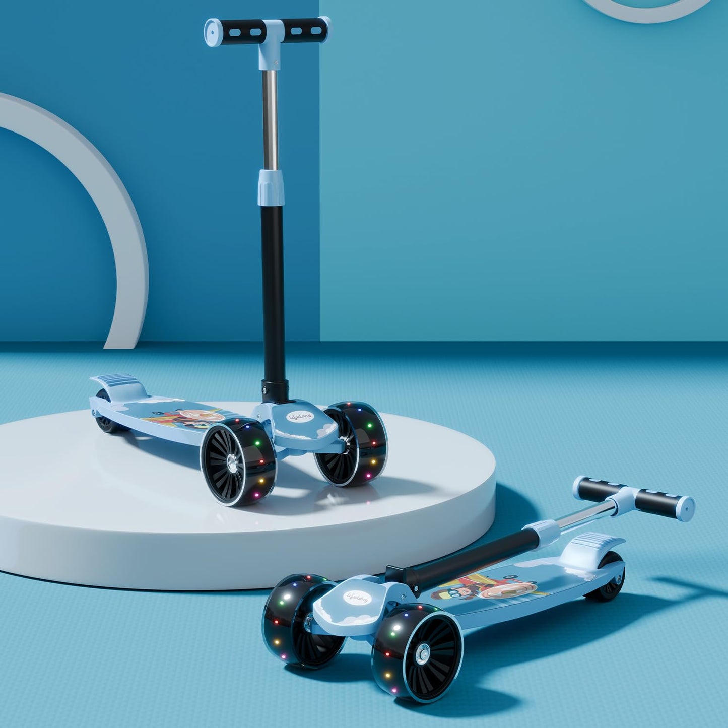 Lifelong LLKS03 Foldable Kick Skating Cycle| Skate Scooter for Kids(Max User Weight: 50Kg) Kids Scooter (Pink, Blue)