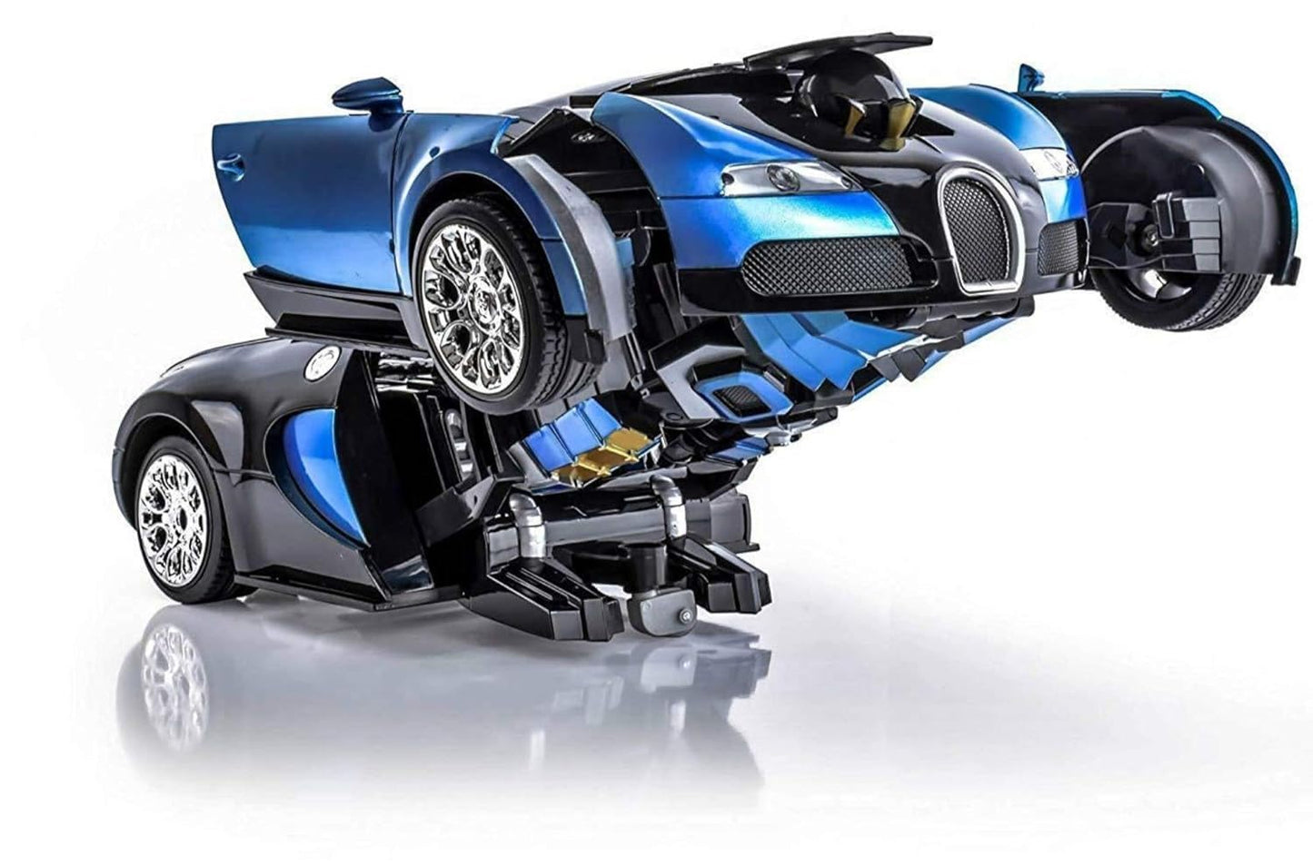 TEC TAVAKKAL Plastic Battery Operated Converting Car to Robot, Robot to Car Automatically, Robot Toy, with Light and Sound for Kids Indoor and Outdoor 3 Year, Pack of 1 (Blue)