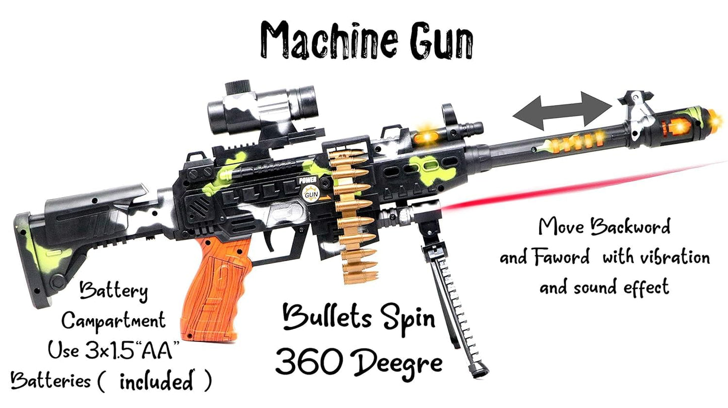 zest 4 toyz 25 musical army style toy gun for kids with music, lights and laser light -(battery included)-Multi color