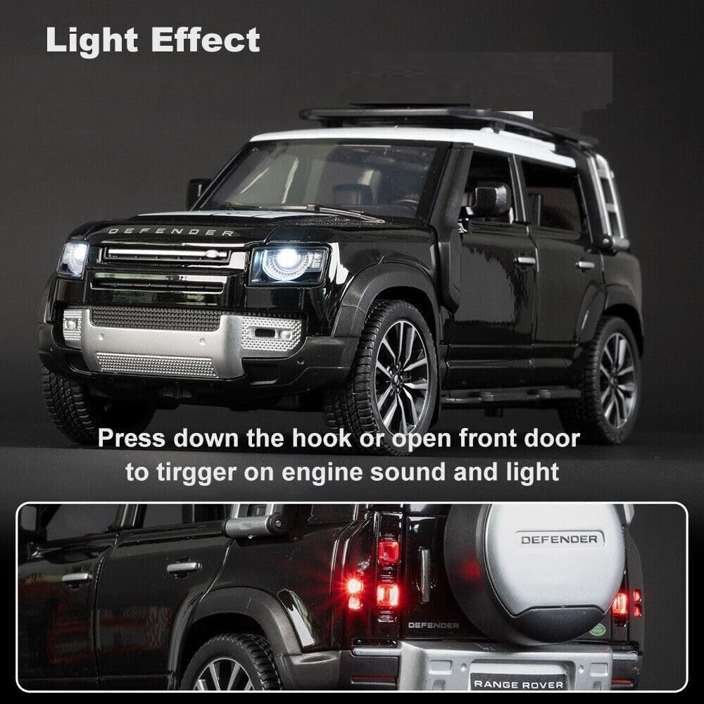 Umadiya® Range Rover Defender 1:32 Scale Model Car Exclusive Alloy Metal Pull Back Die-cast Car Metal Pullback Toy car with Openable Doors & Light Music Best Gifts Toys Kids【Colors as Per Stock】