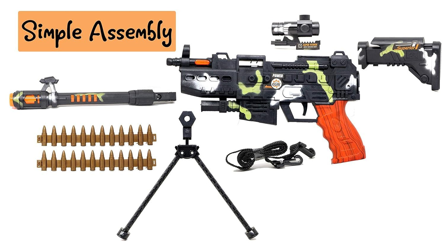 zest 4 toyz 25 musical army style toy gun for kids with music, lights and laser light -(battery included)-Multi color