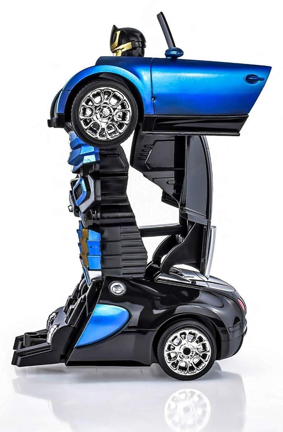 TEC TAVAKKAL Plastic Battery Operated Converting Car to Robot, Robot to Car Automatically, Robot Toy, with Light and Sound for Kids Indoor and Outdoor 3 Year, Pack of 1 (Blue)
