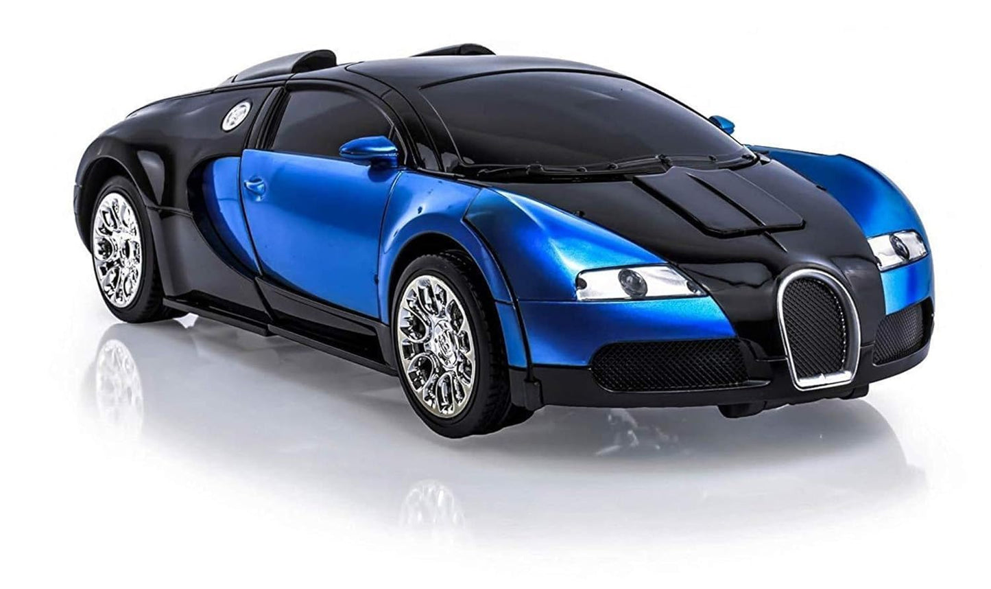 TEC TAVAKKAL Plastic Battery Operated Converting Car to Robot, Robot to Car Automatically, Robot Toy, with Light and Sound for Kids Indoor and Outdoor 3 Year, Pack of 1 (Blue)