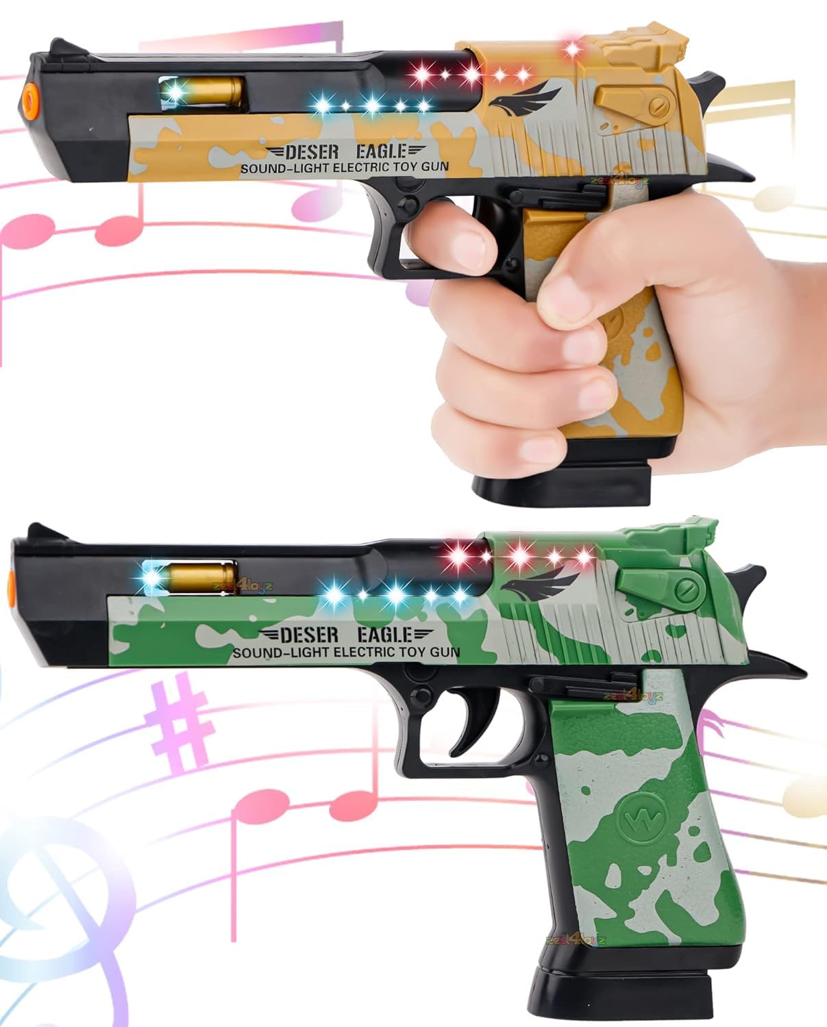 zest 4 toyz 25 musical army style toy gun for kids with music, lights and laser light -(battery included)-Multi color