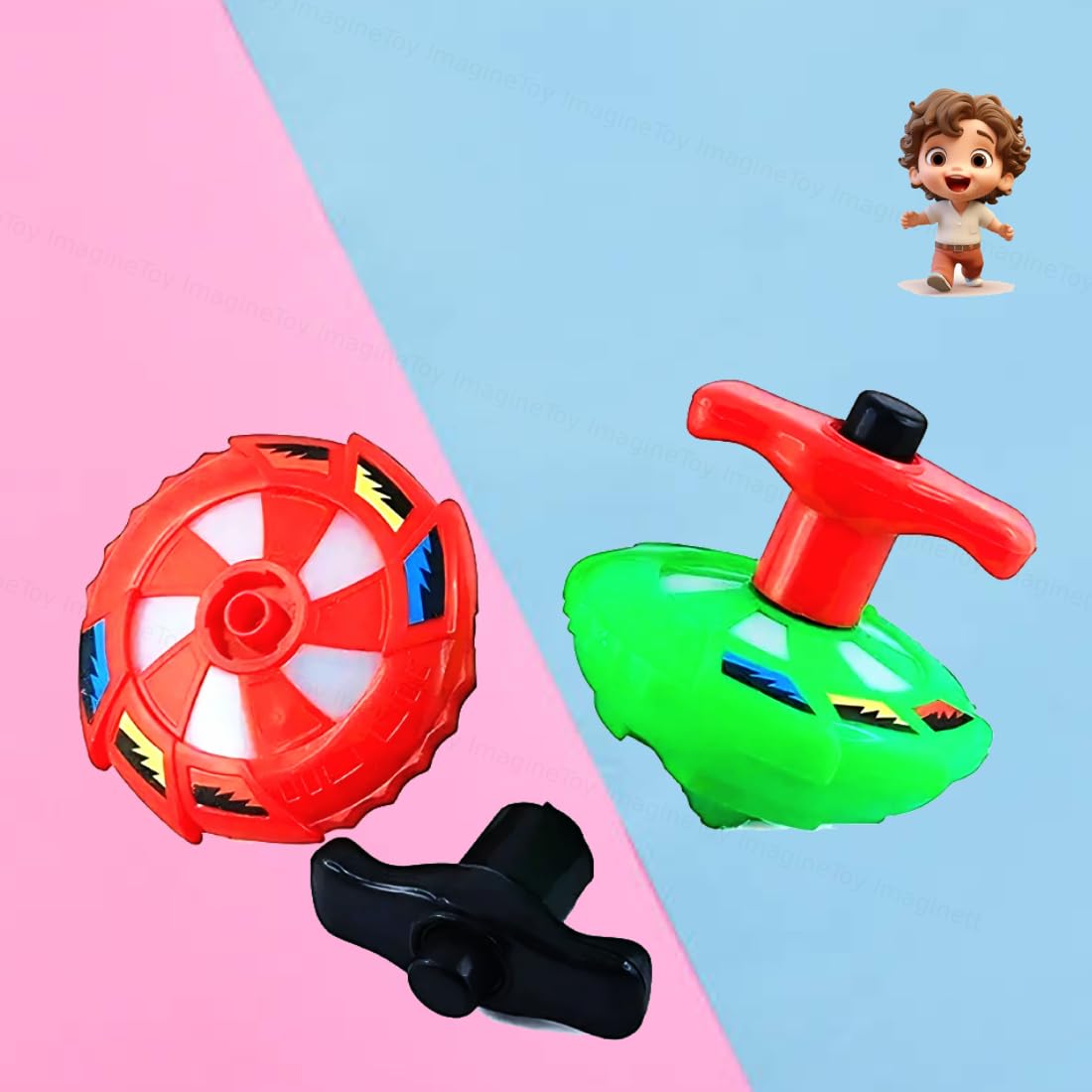 Toy Imagine™ Lattoo Spinning Launcher Gyro Top with Flashing Led Light Beyblade (Color May Vary).