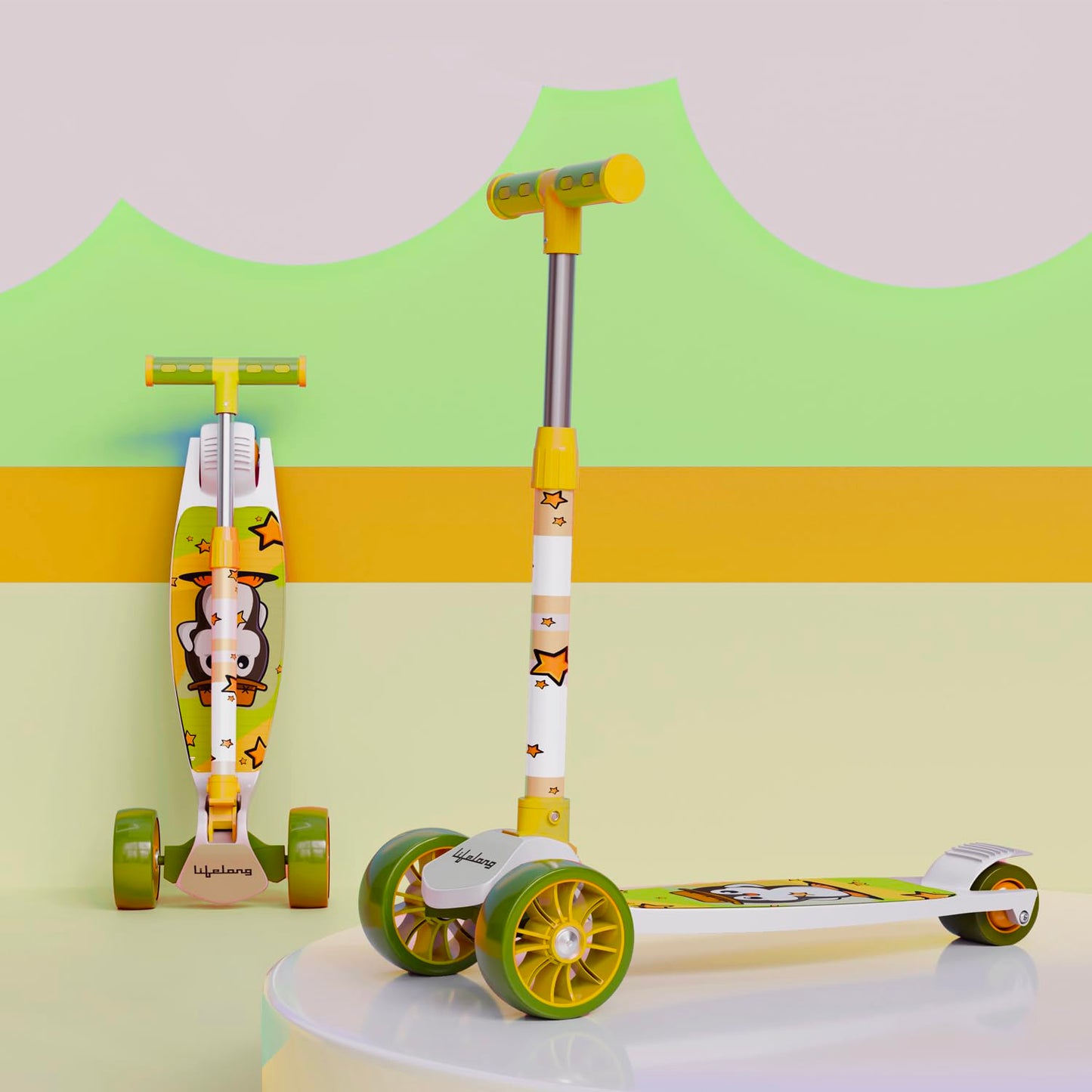 Lifelong LLKS03 Foldable Kick Skating Cycle| Skate Scooter for Kids(Max User Weight: 50Kg) Kids Scooter (Pink, Blue)