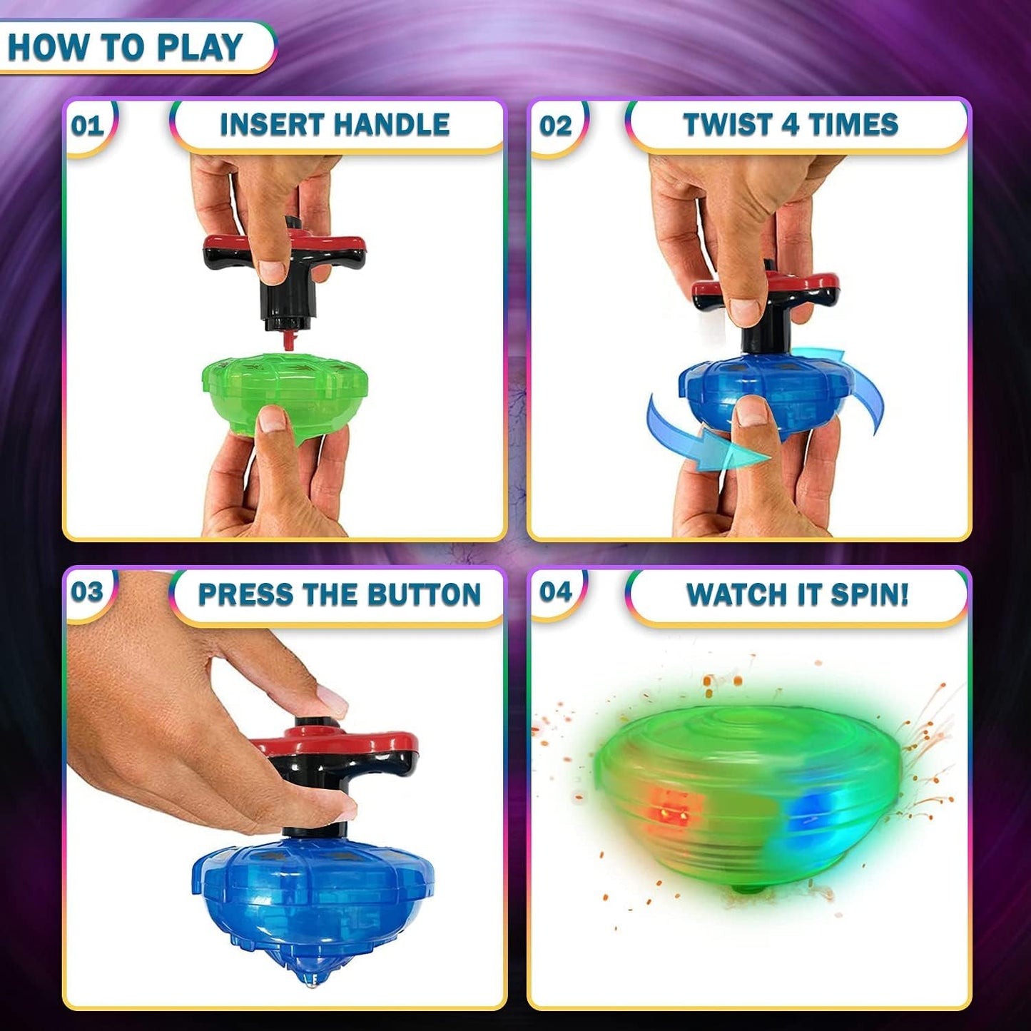 Toy Imagine™ Lattoo Spinning Launcher Gyro Top with Flashing Led Light Beyblade (Color May Vary).