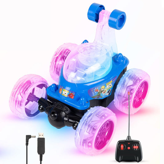 Gooyo 9802 Rechargeable 5 Functions 360° Rotating & Rolling Big Stunt Car Toy (Blue)