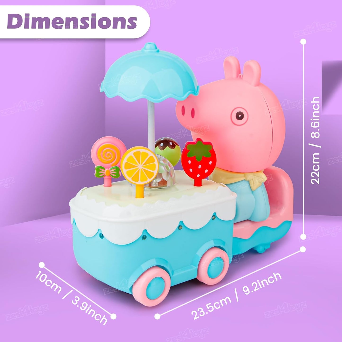 Zest 4 Toyz Musical Car Toy for Kids with Flashing Lights and Music |Candy Cart Truck Realistic Fun Interactive Gift | Pretend Role Play Toys for Boys and Girls - Blue