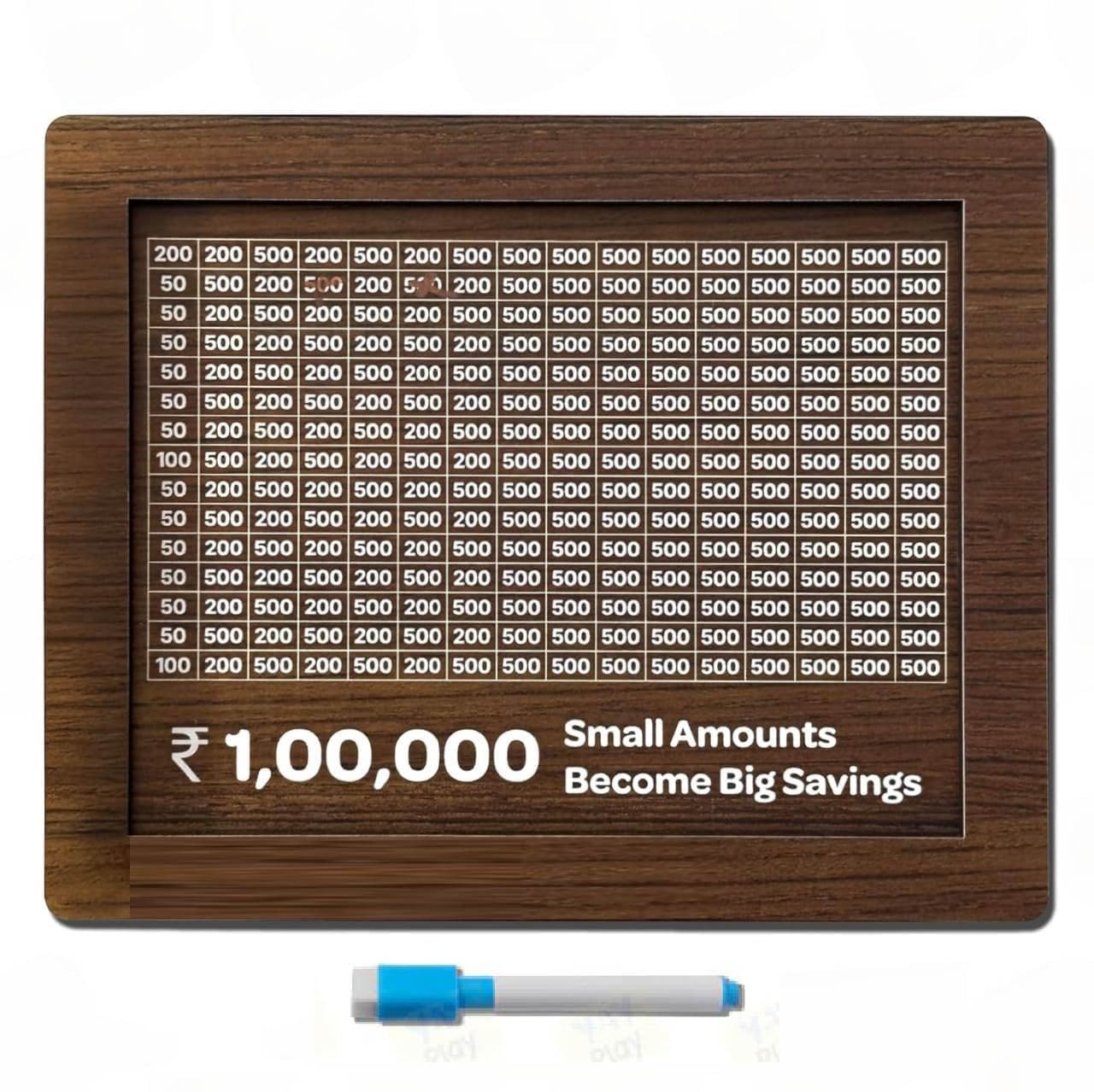 Perpetual Wooden Money Piggy Bank, Money Saving Box, Gullak with Savings Chart, 100000 Rupees Goal Tracker, Cash Collection Bank for Kids and Adults(1Pc)