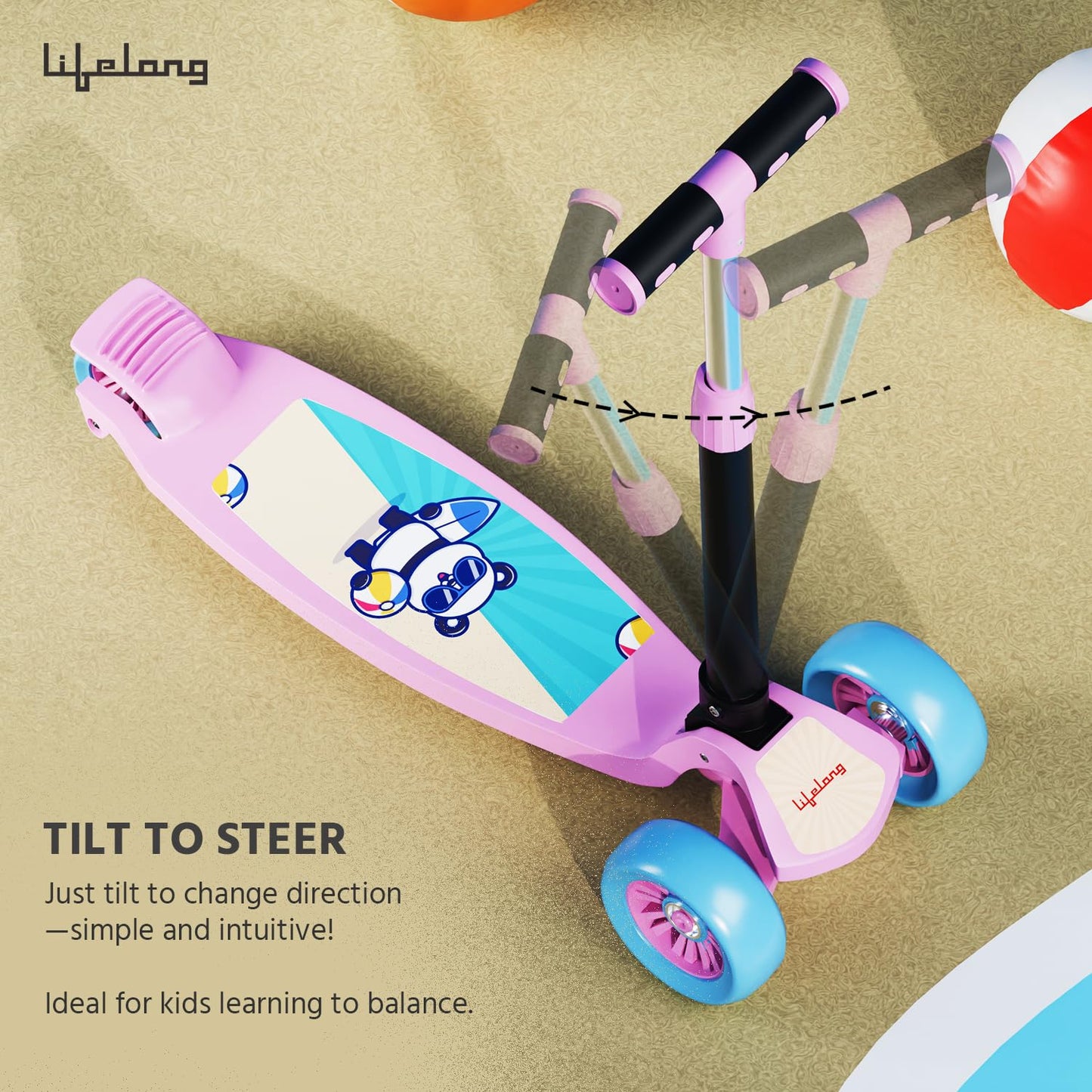 Lifelong LLKS03 Foldable Kick Skating Cycle| Skate Scooter for Kids(Max User Weight: 50Kg) Kids Scooter (Pink, Blue)